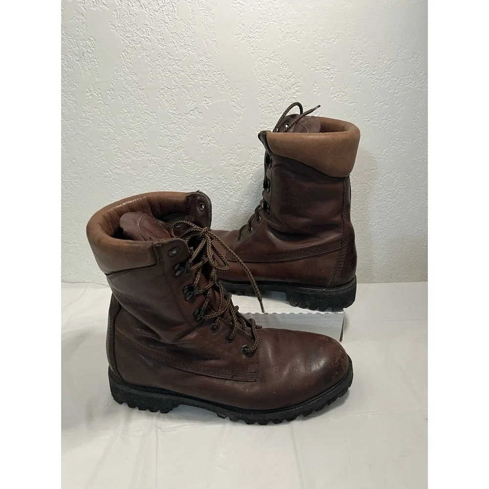 Mens Vintage Herman Survivor Boots Insulated Sz 10.5 Dk Brown Leather Lace Up